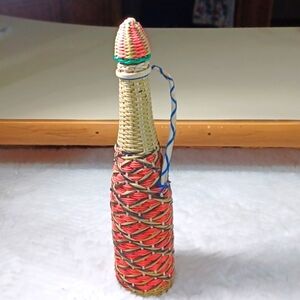 Braided & Painted Pink &Blue Unique Bottle Carafe New